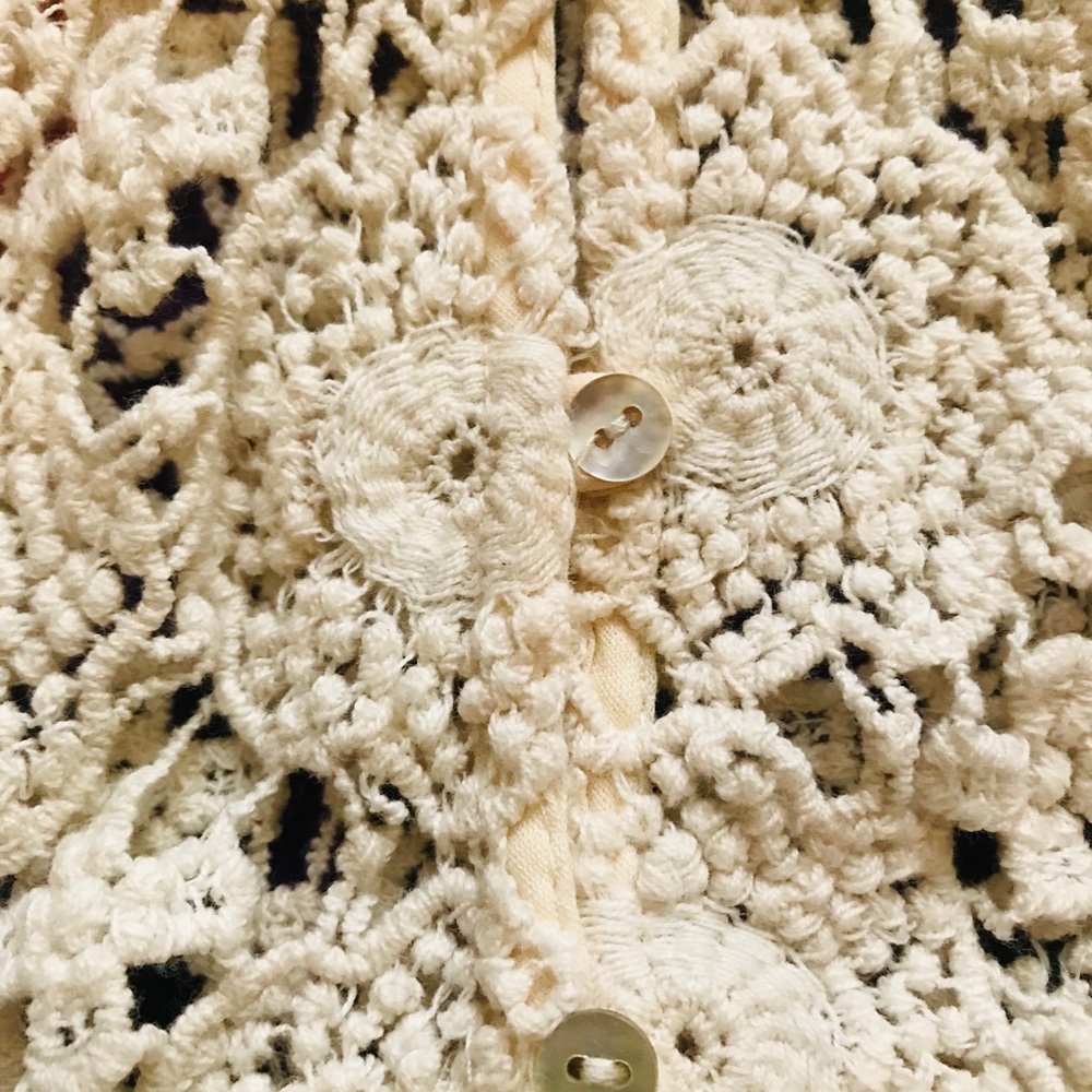 Zara Woven Crocheted Fringe Vest/Top Cream Size L - Picture 5 of 8